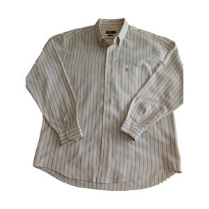 Polo Ralph Lauren Casual Shirt Men's Size XL Yellow Long Sleeve Striped Vintage